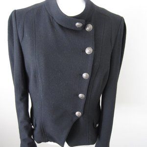 Terri John Military Jacket, Black Wool, Size 12